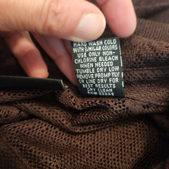 Vtg Y2K NY & Co Shirt Sz Large Womens Tunic Top Sheer Brown Mesh Lace WhimsiGoth - Picture 11 of 11